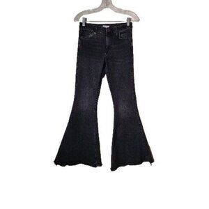 Forever 21 Jeans 26 Flare Black 70s Bell Bottom Raw Hem
